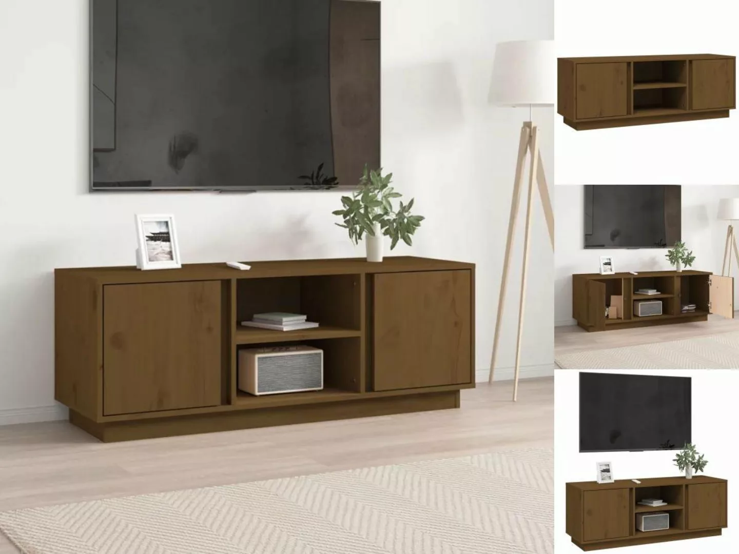 vidaXL TV-Schrank TV-Schrank Honigbraun 110x35x40,5 cm Massivholz Kiefer Lo günstig online kaufen