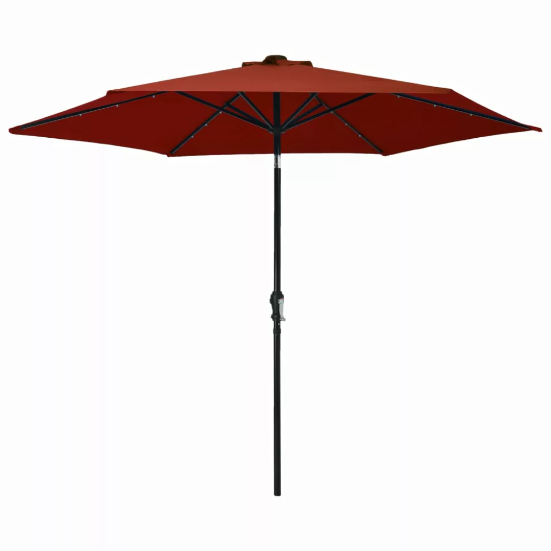 Sonnenschirm Mit Led-leuchten Stahlmast 300 Cm Terrakotta-rot günstig online kaufen