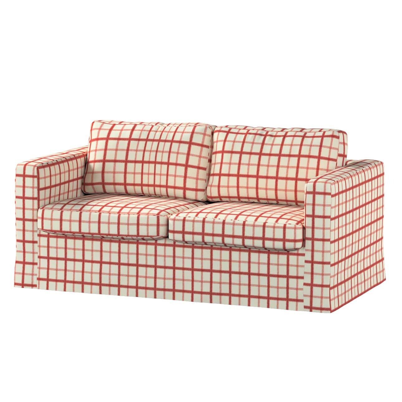 Bezug für Karlstad 2-Sitzer Sofa nicht ausklappbar, lang, rot-creme, Sofahu günstig online kaufen