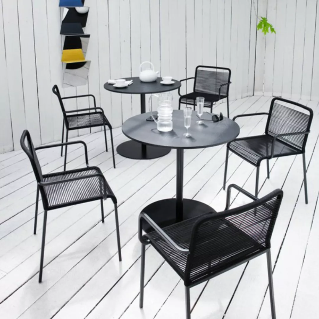 lapalma ARIA S43 Gartenstuhl mit Armlehnen | Sitfzfläche schwarz | Vierfuß- günstig online kaufen