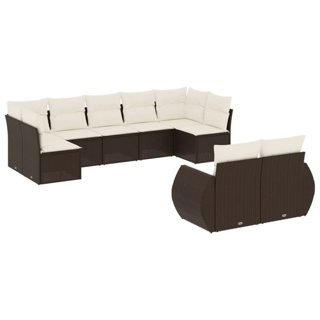 vidaXL Sofaelement 9-tlg. Garten-Sofagarnitur mit Kissen Braun Poly Rattan günstig online kaufen