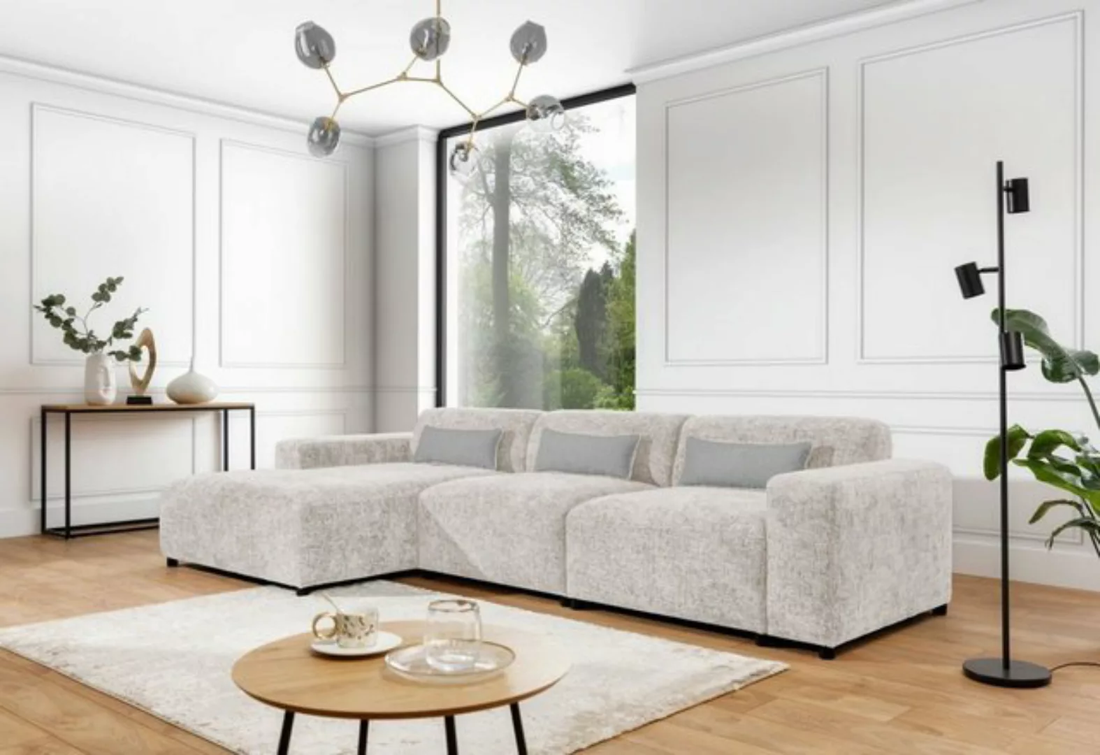 Luxusbetten24 Sofa Designer Sofa Napoli Maxi, mit geflochtene Stoffstruktur günstig online kaufen