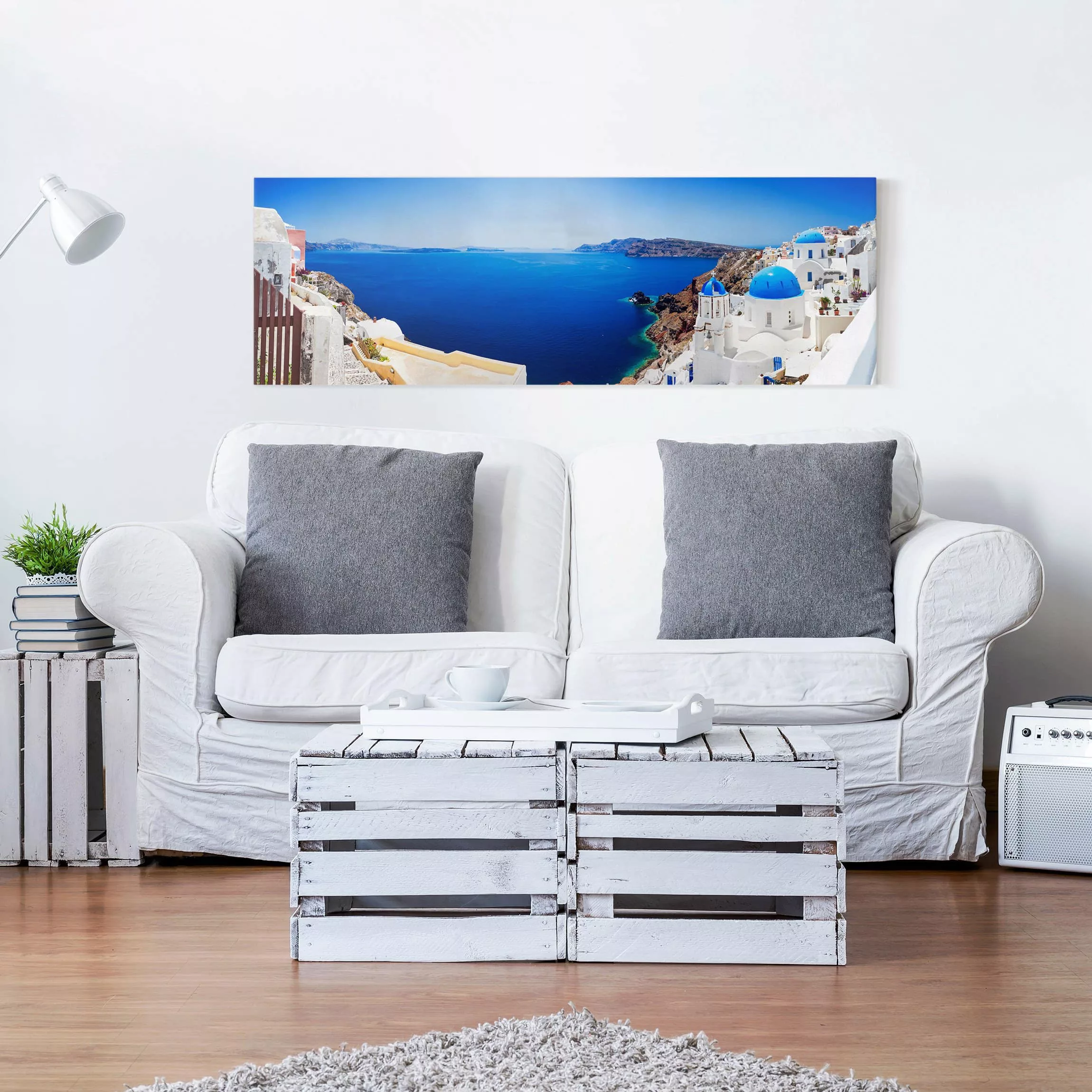 Leinwandbild Strand - Panorama View Over Santorini günstig online kaufen