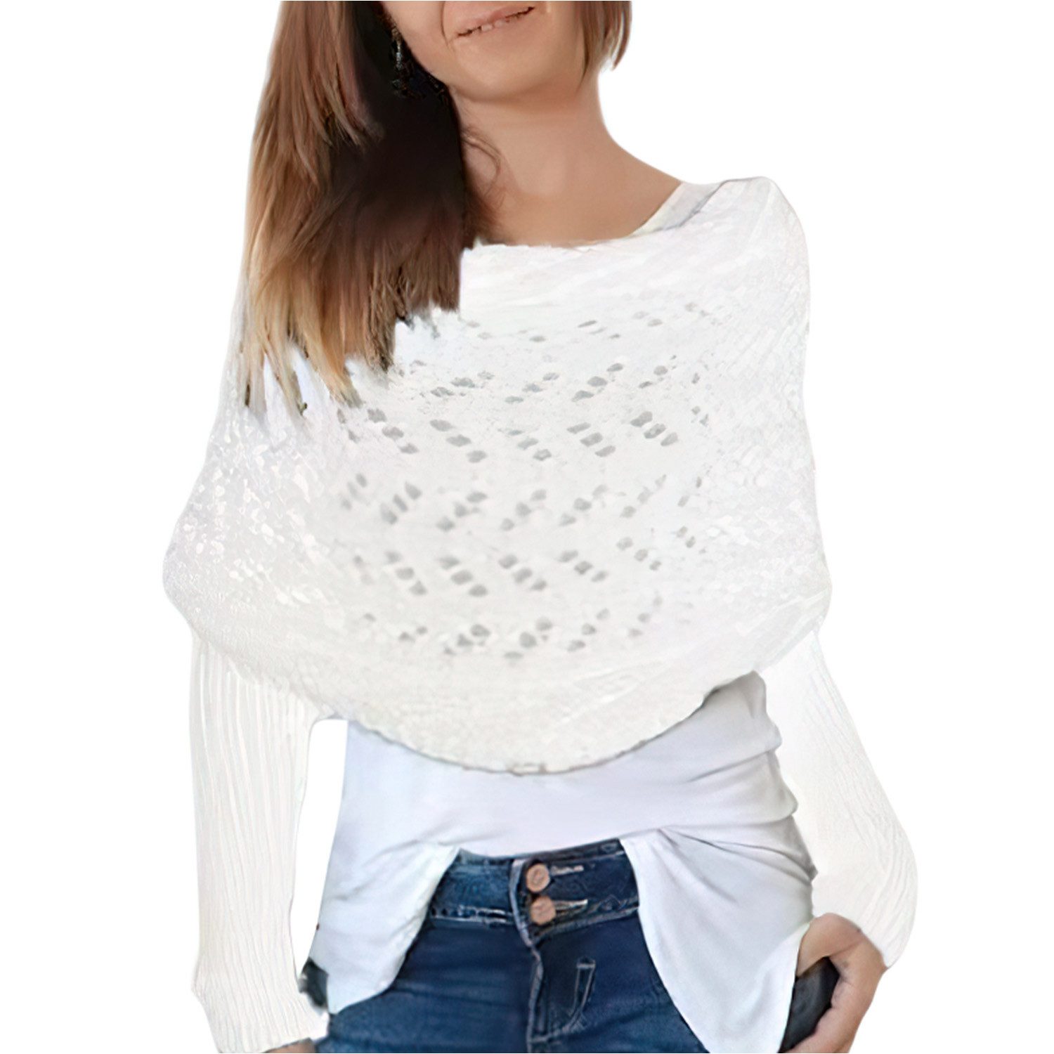 Refttenw Schal mit Ärmeln Damen WickelPullover günstig online kaufen