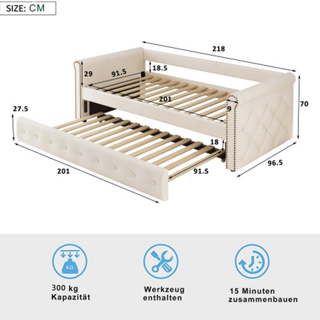 XDeer Polsterbett Polsterbett Kinderbett 90x200 ausziehbares Schlafsofa, Sa günstig online kaufen