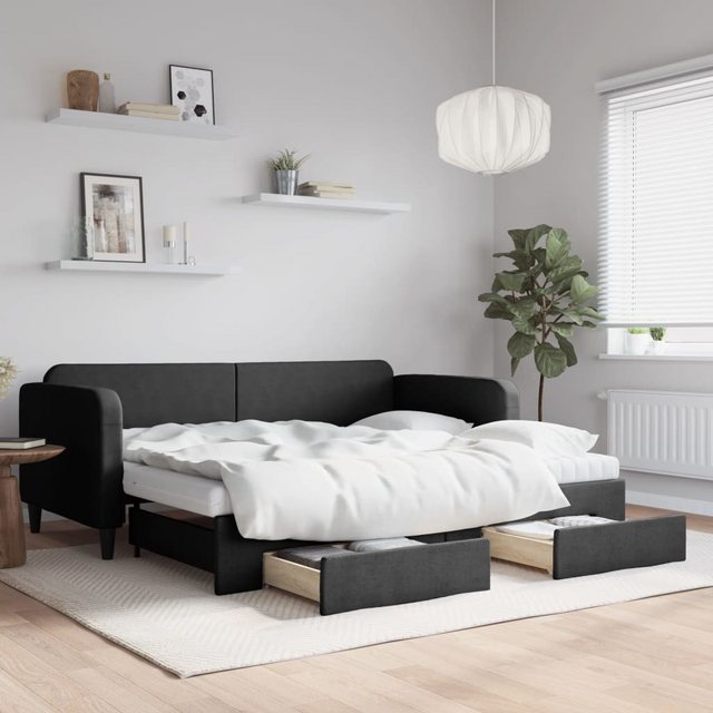 vidaXL Gästebett Gästebett Tagesbett Ausziehbar mit Schubladen Schwarz 90x2 günstig online kaufen