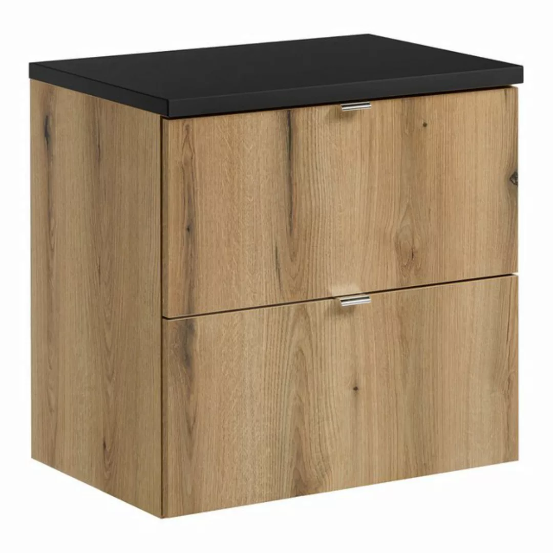 Waschtischunterschrank 60cm, in Eiche und schwarz, NEWPORT-56-OAK günstig online kaufen