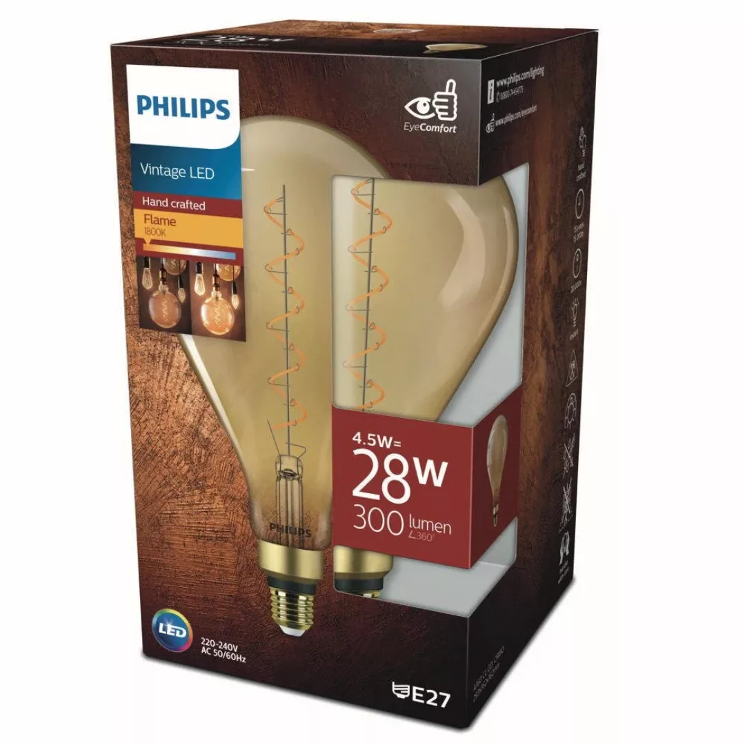 Philips Vintage LED Filament Lampe ersetzt 25W E27 Birne - A160 5W 300lm 18 günstig online kaufen