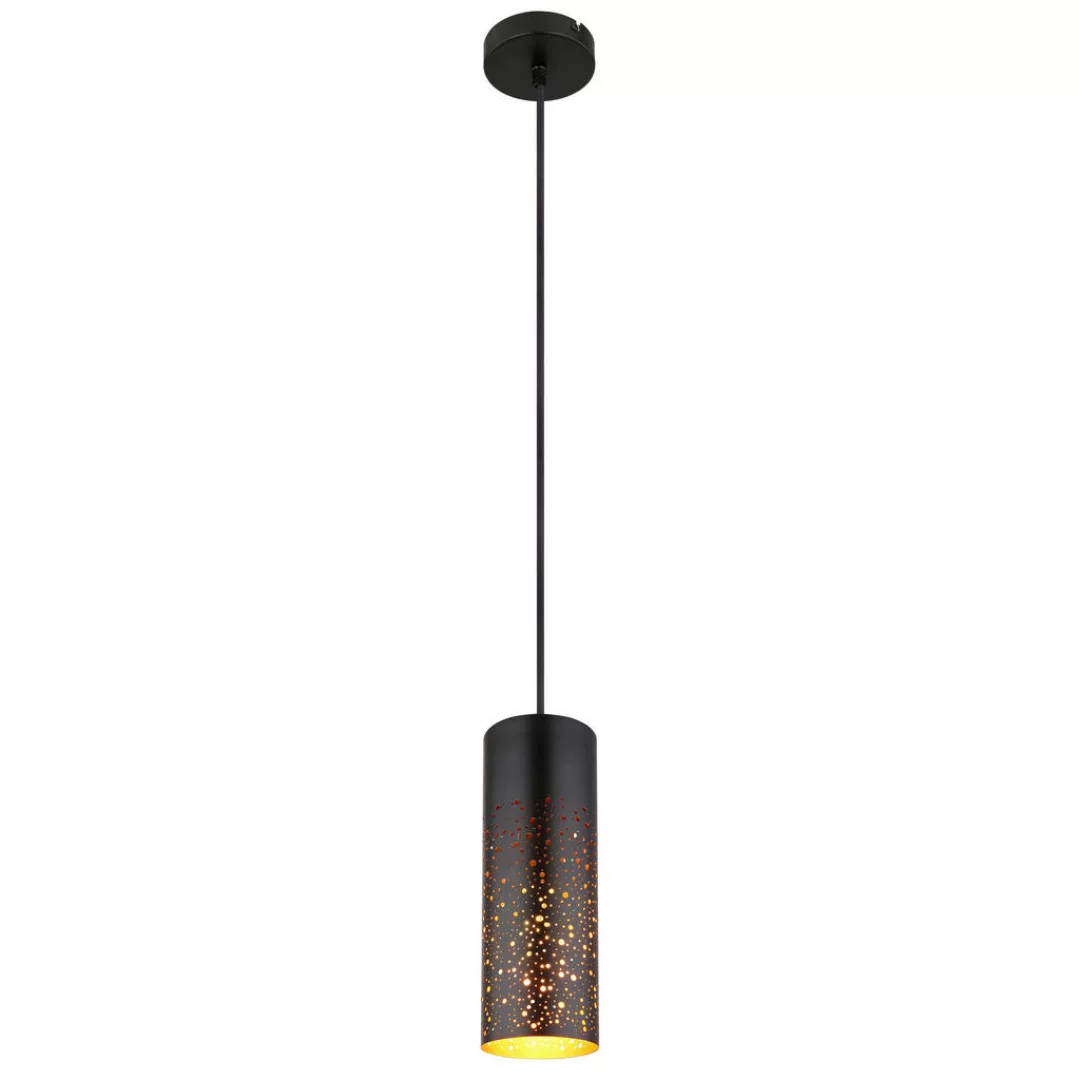 GLOBO Pendelleuchte gold schwarz Metall H/D: ca. 150x10 cm E27 1 Brennstell günstig online kaufen