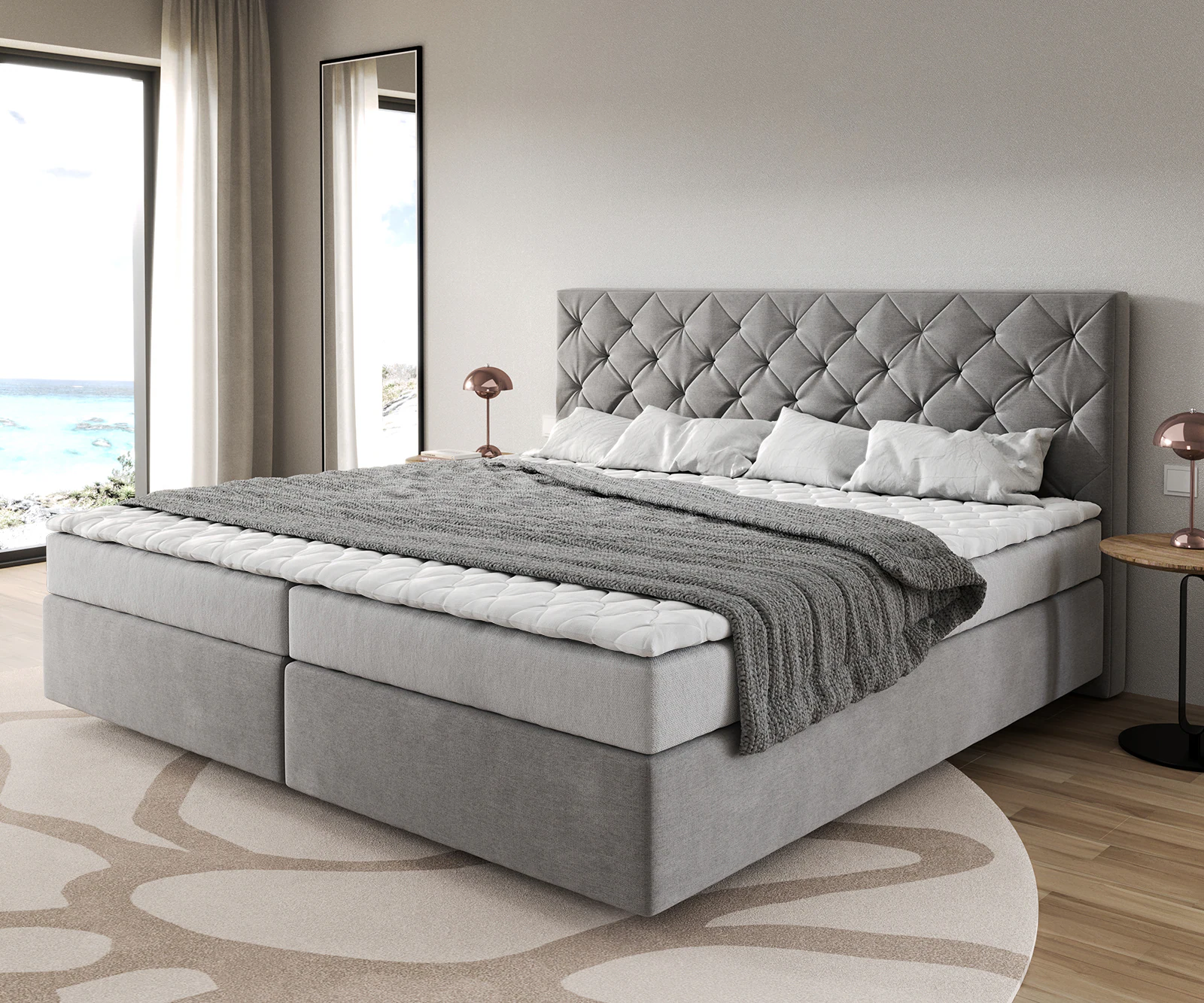 DELIFE Boxspringbett Dream-Great, Mikrofaser Anthrazit Vintage 200x200 cm B günstig online kaufen