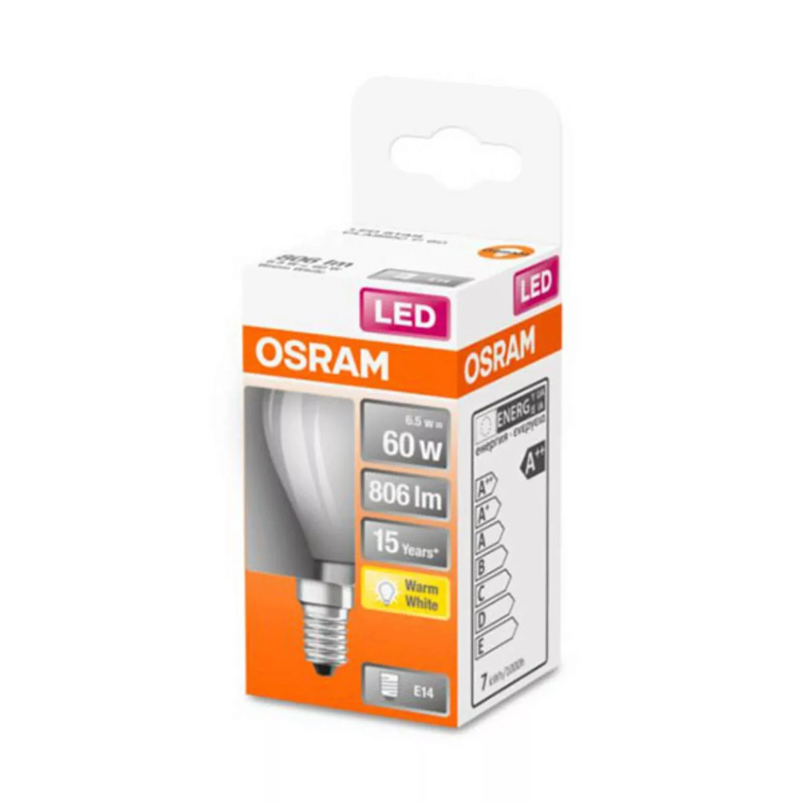 Osram LED-Leuchtmittel E14 Tropfenform 5,5 W 806 lm 7,7 x 4,5 cm (H x Ø) günstig online kaufen