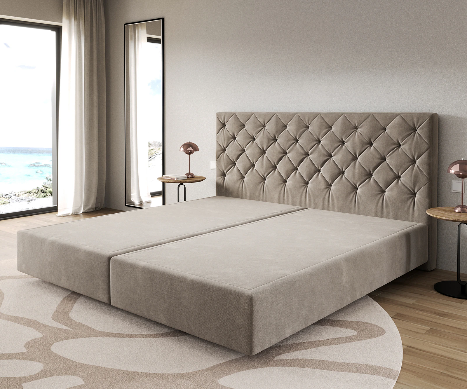 Boxspringgestell Dream-Great Mikrofaser Beige 200x200 cm günstig online kaufen