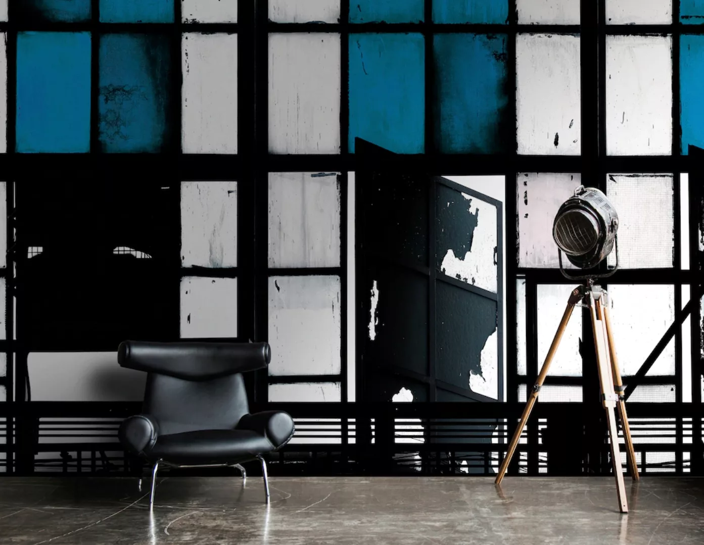 Fototapete  3D Fenster  Blau Schwarz Weiß 4,00m x 2,70m FSC® günstig online kaufen