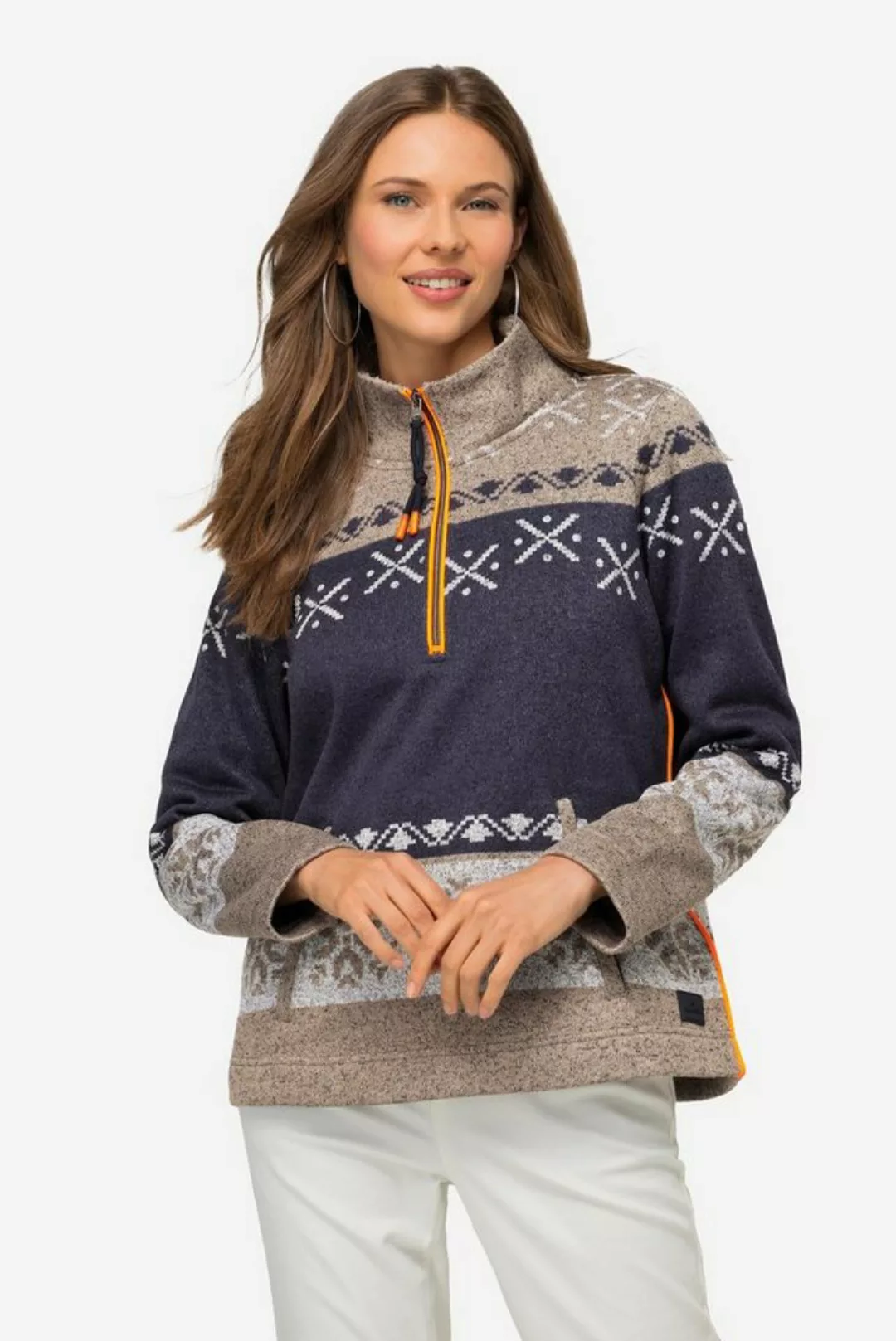 Laurasøn Sweatshirt Norweger-Fleecepullover Troyerkragen Langarm günstig online kaufen