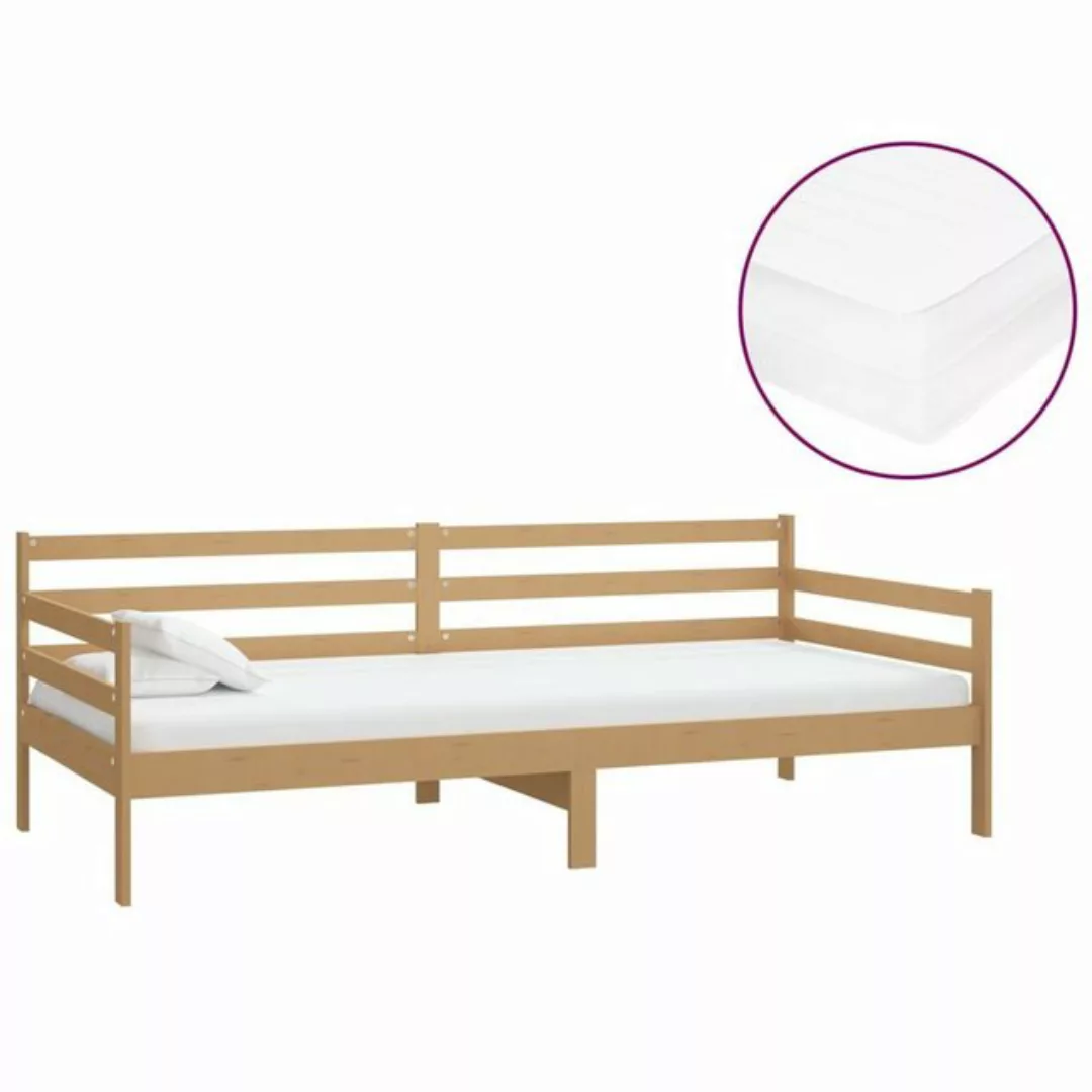 vidaXL Bettgestell Tagesbett Gästebett mit Matratze 90x200 cm Honigbraun Ma günstig online kaufen