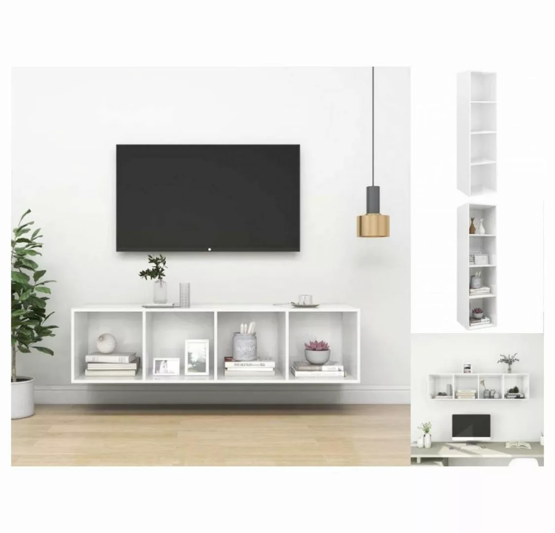 vidaXL TV-Schrank TV-Wandschrank Hochglanz-Weiß 37x37x142,5 cm Spanplatte günstig online kaufen