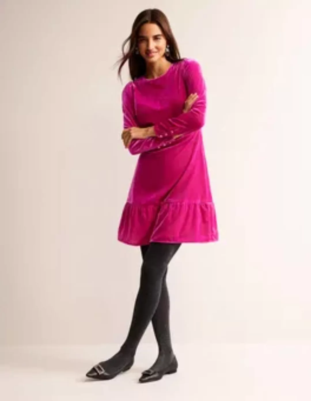 Kurzes Samtkleid Damen Boden, Pflaumenfarben günstig online kaufen