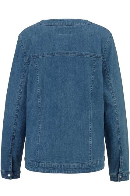 MIAMODA Jeansjacke Jeansjacke Ziersteinchen Rundhals Langarm günstig online kaufen