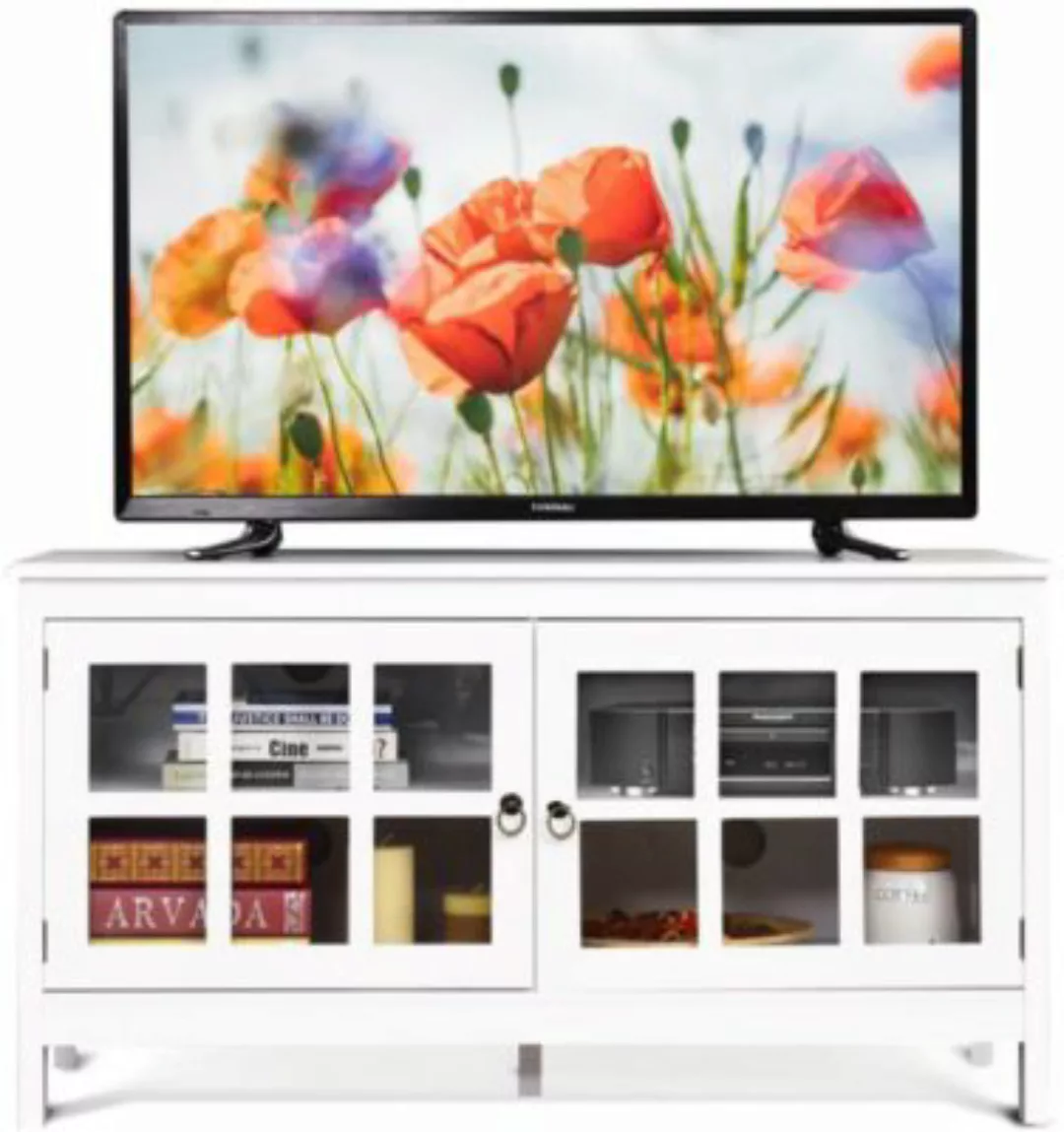 COSTWAY® Fernsehschrank mit 4 Staufächern weiß günstig online kaufen