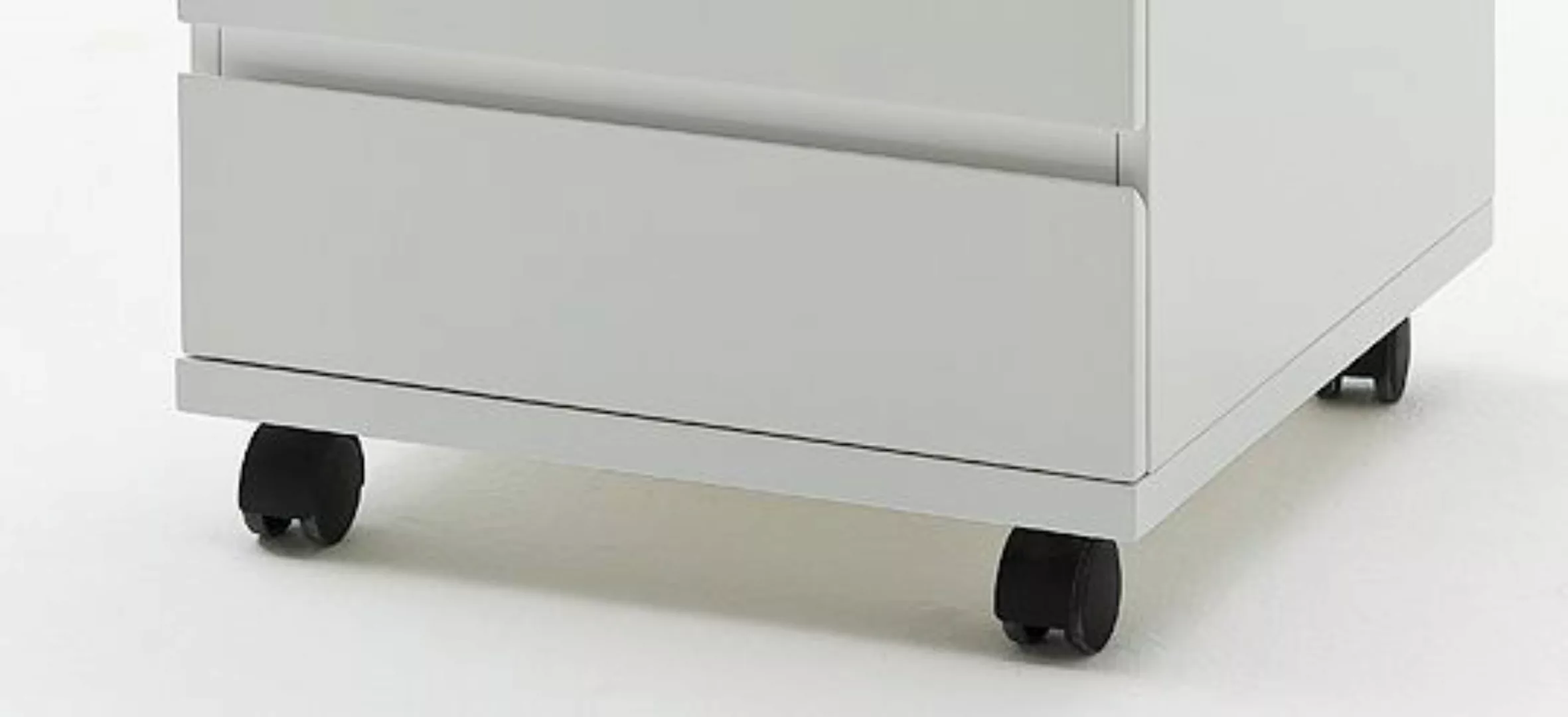 Rollcontainer mit drei Schubladen Weiß Hochglanz günstig online kaufen