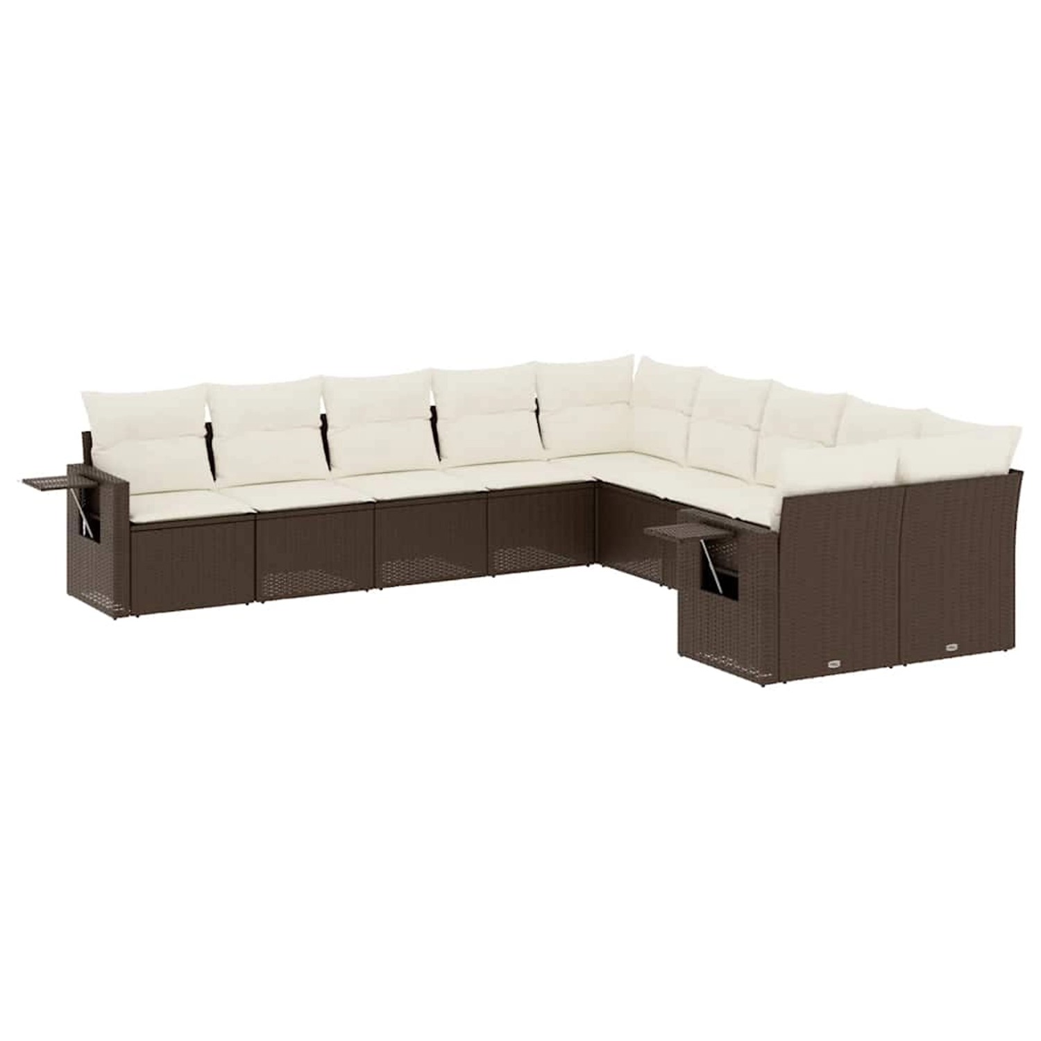 vidaXL 10-Tlg Garten-Sofagarnitur mit Kissen Braun Poly Rattan 3220712 günstig online kaufen