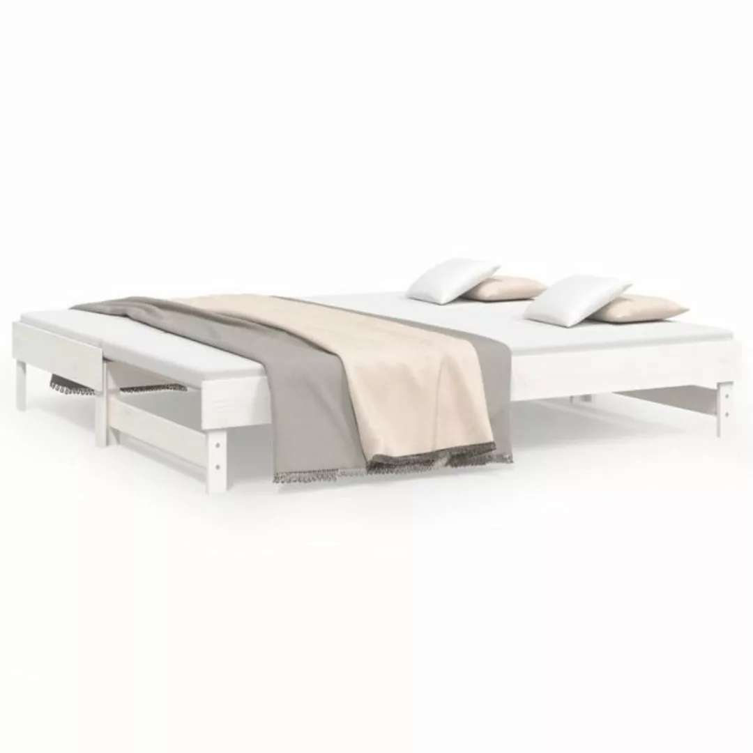 vidaXL Bettgestell Gästebett Tagesbett Ausziehbar Weiß 2x80x200 cm Massivho günstig online kaufen