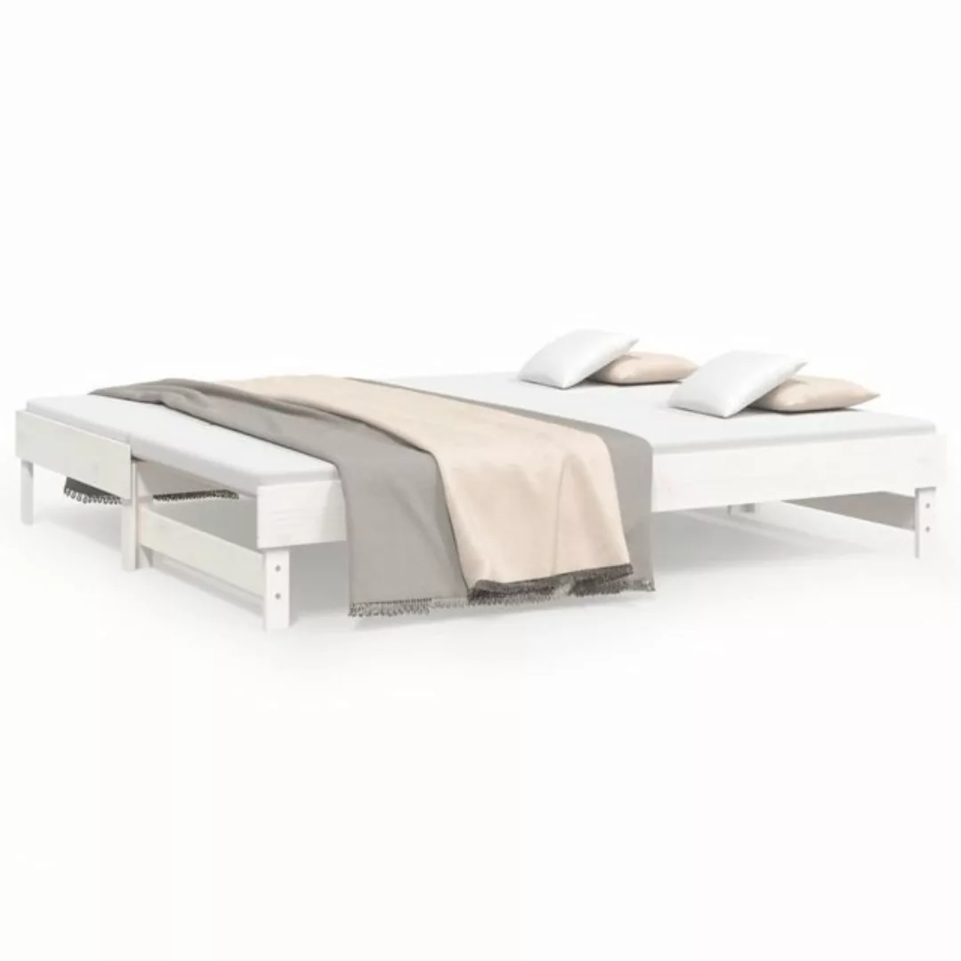 vidaXL Gästebett Gästebett Tagesbett Ausziehbar Weiß 2x90x200 cm Massivholz günstig online kaufen