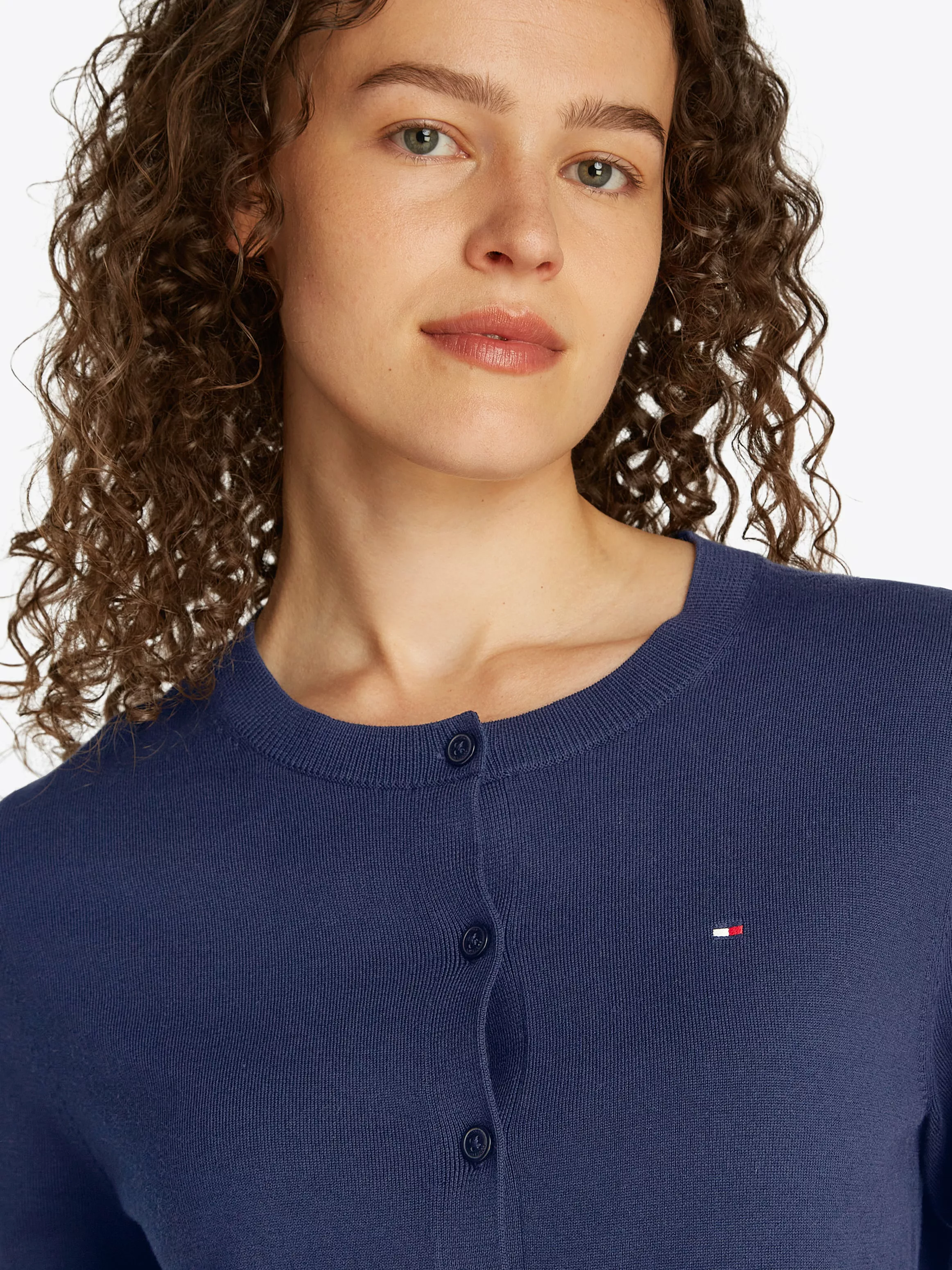 Tommy Hilfiger Cardigan "CO JERSEY STITCH CARDIGAN", mit Logostickerei günstig online kaufen