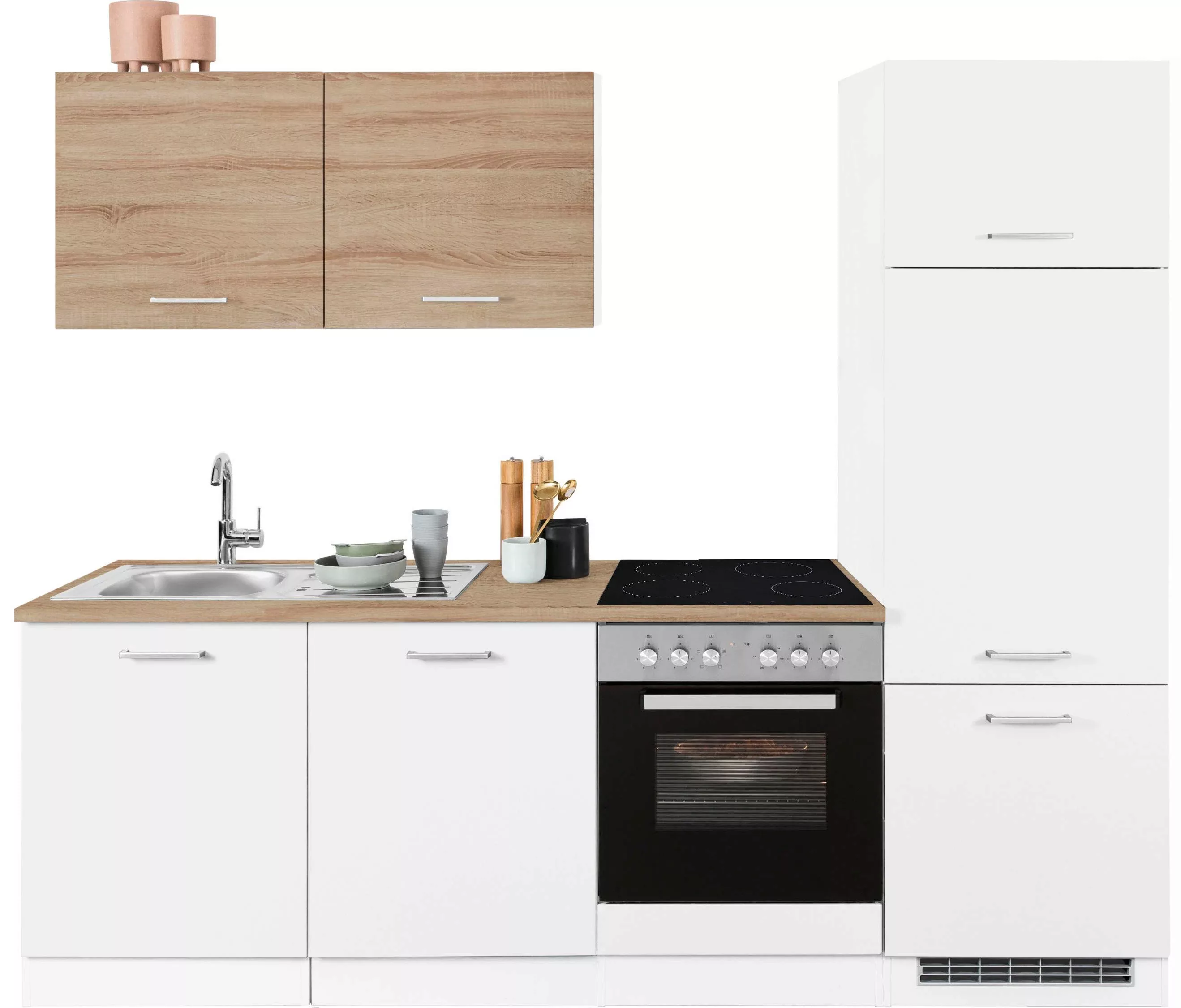 HELD MÖBEL Küchenzeile »Visby«, mit E-Geräten, Breite 240 cm inkl. Kühlschr günstig online kaufen