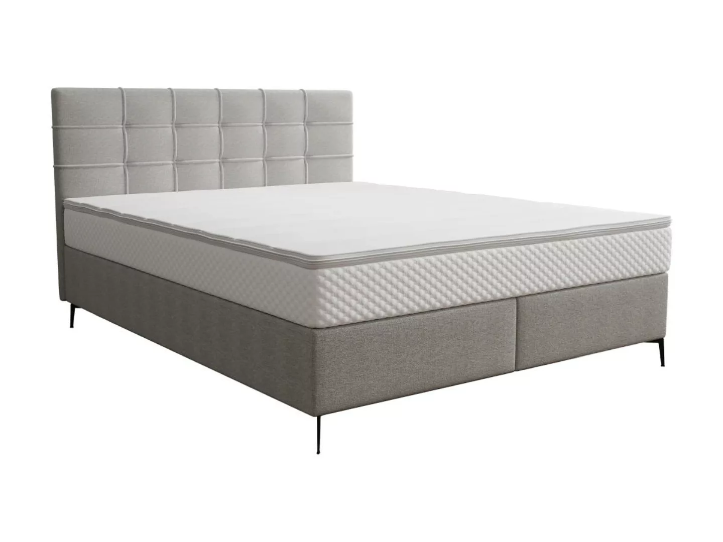 Boxspringbett komplett mit Bett-Kopfteil gesteppt + Lattenrost + Matratze + günstig online kaufen