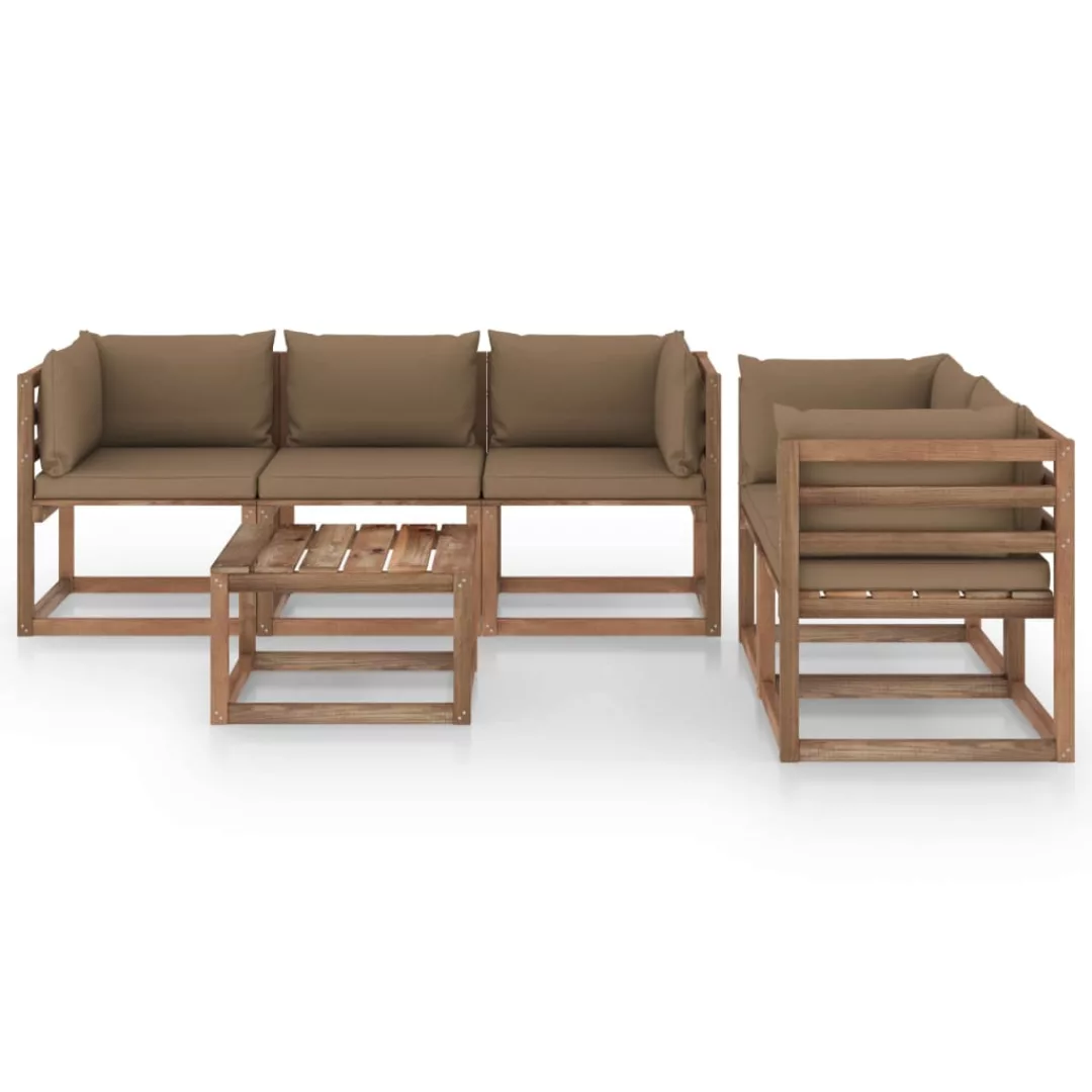 6-tlg. Garten-lounge-set Mit Taupe Kissen günstig online kaufen