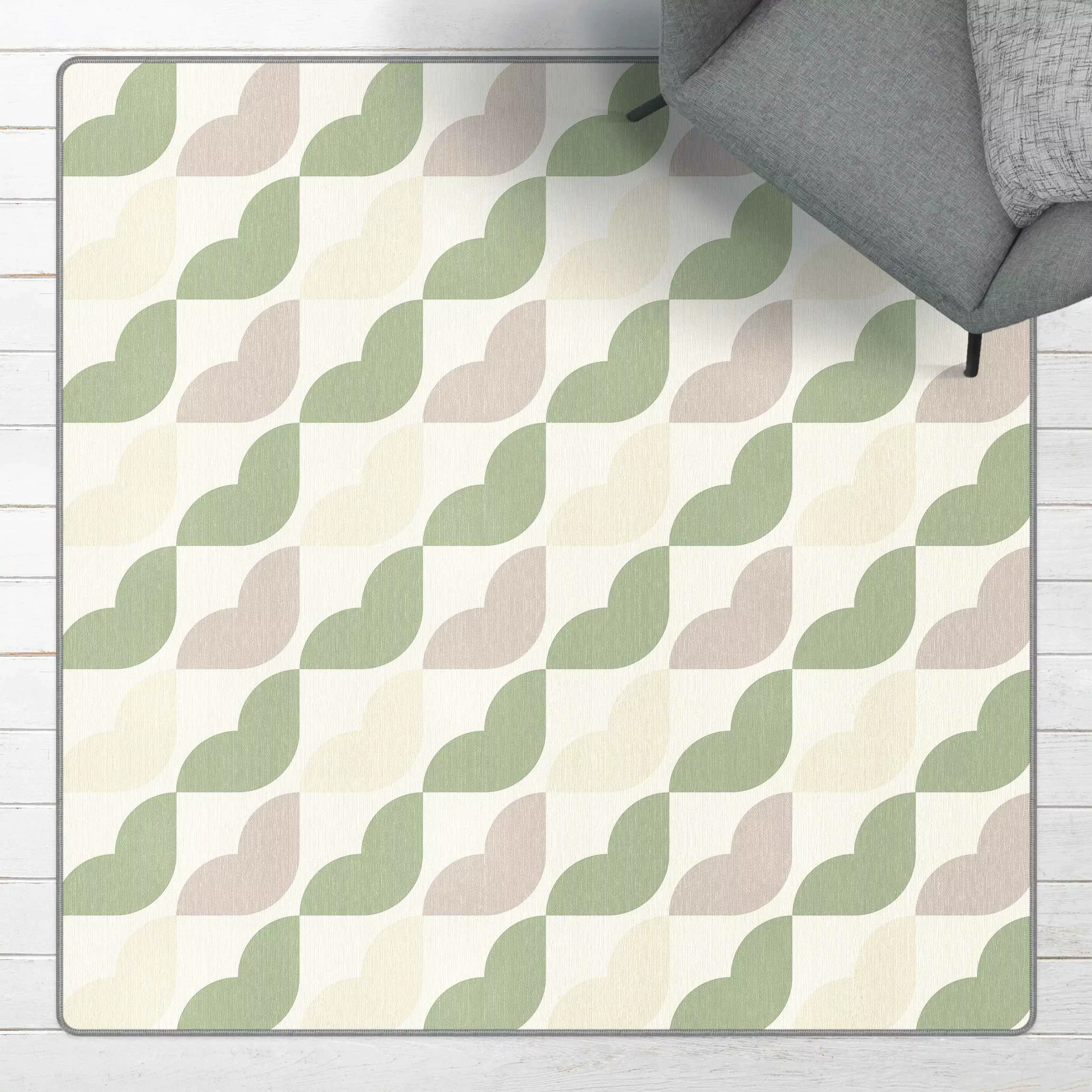 Teppich Geometrisches Muster aus Viertelkreisen günstig online kaufen