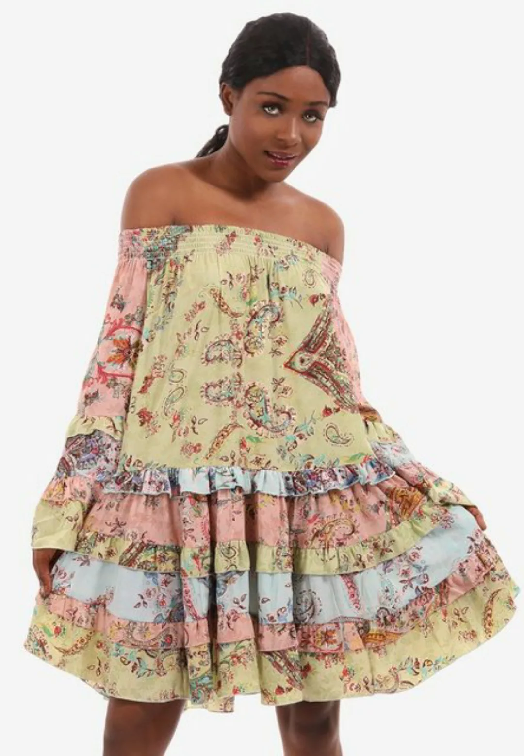YC Fashion & Style Tunikakleid Tunika Kleid mit Carmen Ausschnitt (1-tlg) m günstig online kaufen