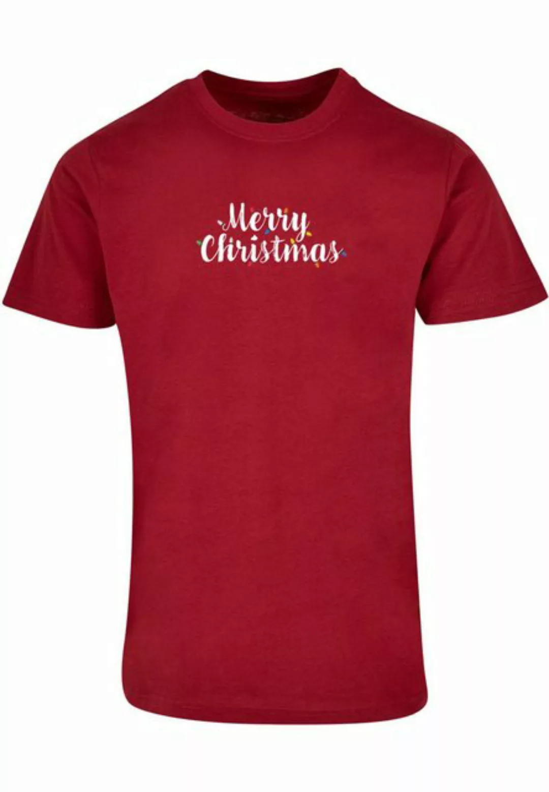 Merchcode T-Shirt Merchcode Herren Merry Christmas Lights Basic Round Neck günstig online kaufen