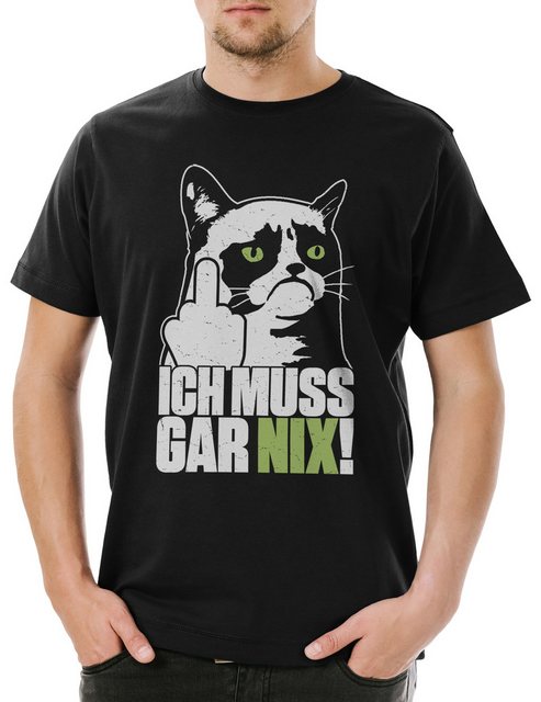 Urban Backwoods Print-Shirt Ich Muss Gar Nix Herren T-Shirt Kitty Katze Kät günstig online kaufen