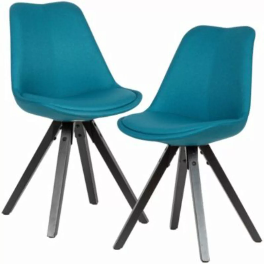 FineBuy 2er Set Esszimmerstuhl 45 x 39 cm Sitzfläche blau günstig online kaufen