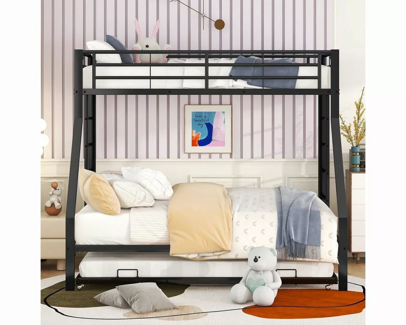 XDeer Etagenbett Etagenbett Metallbett mit ausziehbarem Bett 90(140)x200cm, günstig online kaufen