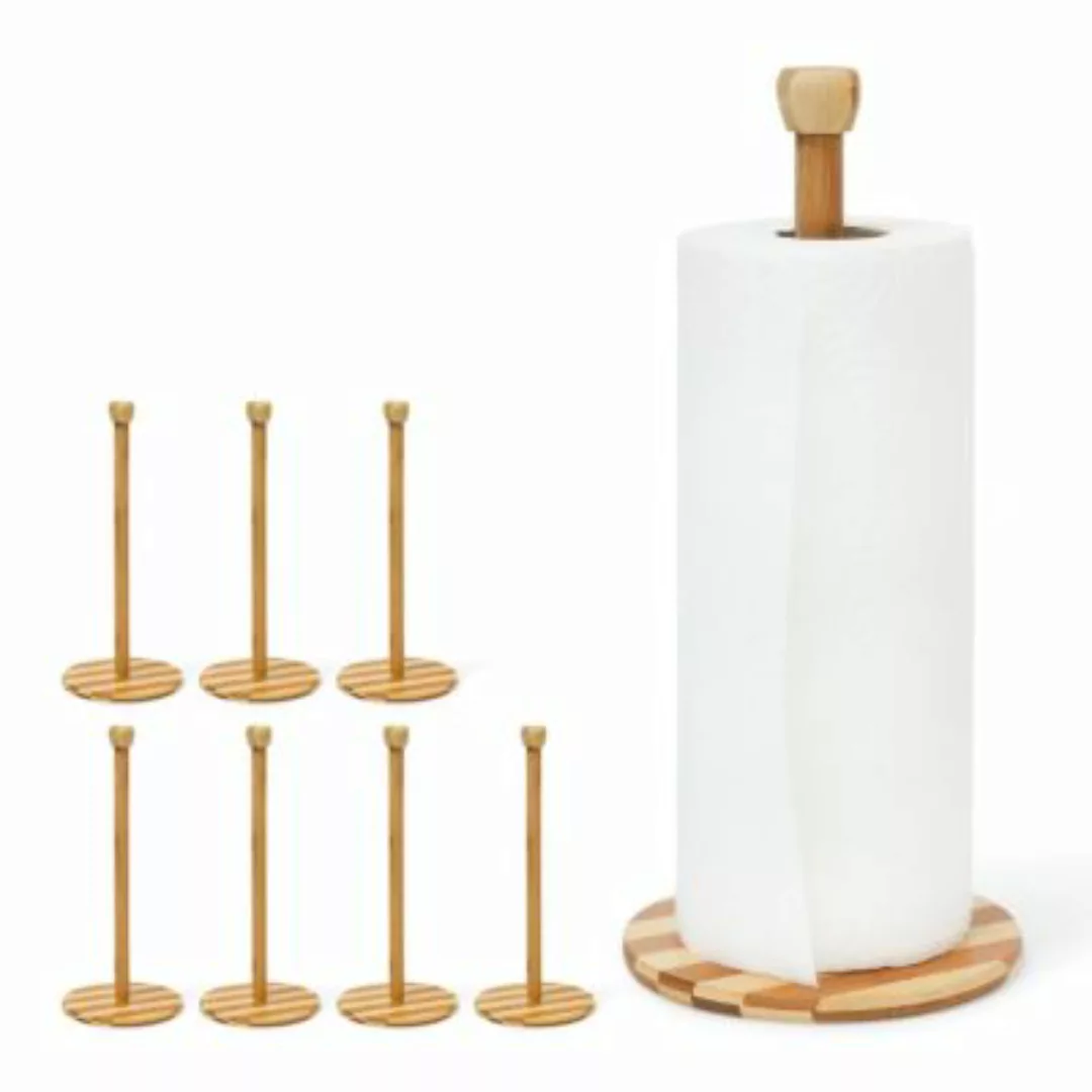 relaxdays 8 x Küchenrollenhalter Bambus 33 cm natur günstig online kaufen