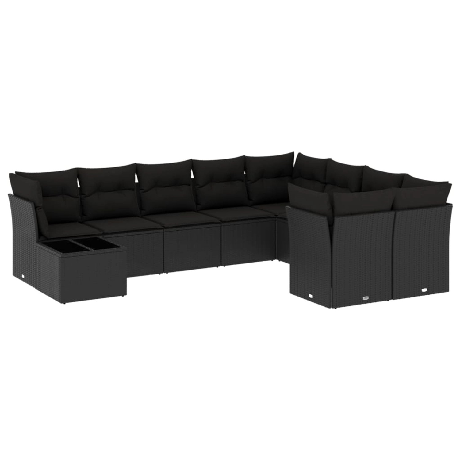 vidaXL 10-tlg Garten-Sofagarnitur mit Kissen Schwarz Poly Rattan Modell 11 günstig online kaufen