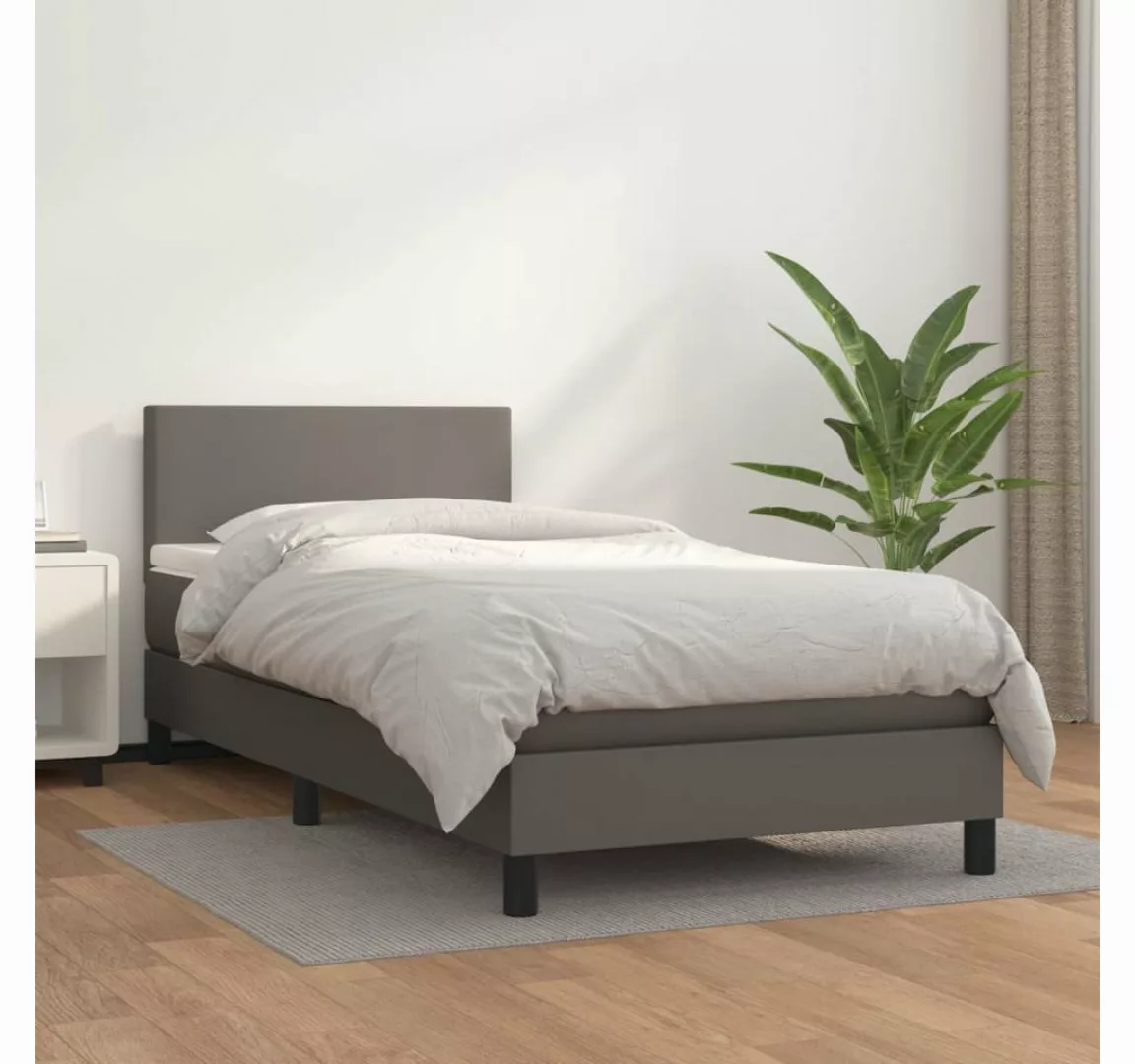 vidaXL Boxspringbett Bett Boxspringbett mit Matratze Kunstleder (90 x 190 c günstig online kaufen