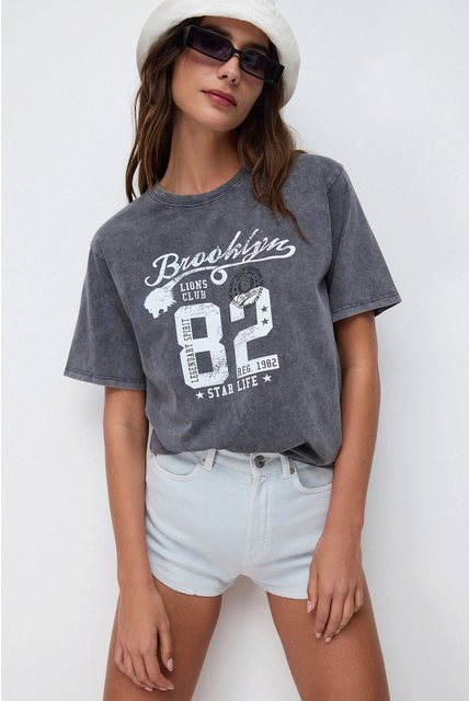 No Matter What T-Shirt Bedrucktes Gewaschenes Oversized-T-Shirt günstig online kaufen