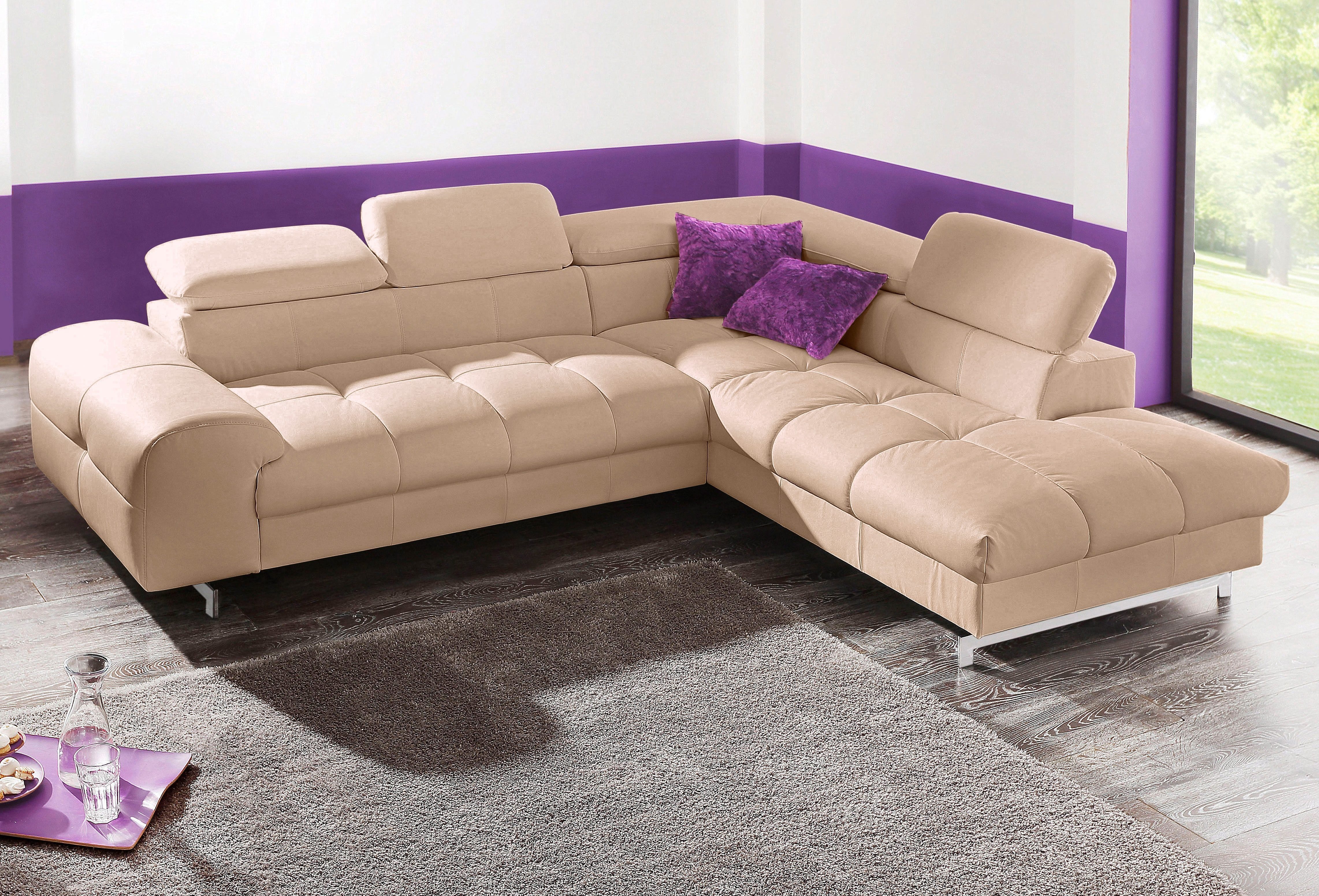 COTTA Ecksofa "Chef L-Form", mit Kopfteilverstellung, edle Metallkufen, wah günstig online kaufen