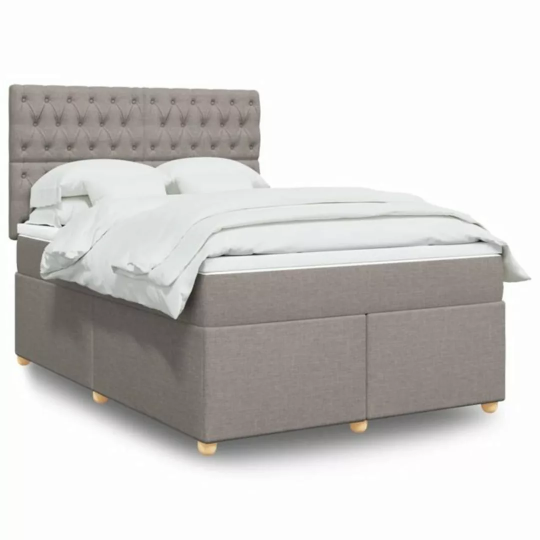 vidaXL Boxspringbett, Boxspringbett mit Matratze Taupe 140x200 cm Stoff günstig online kaufen