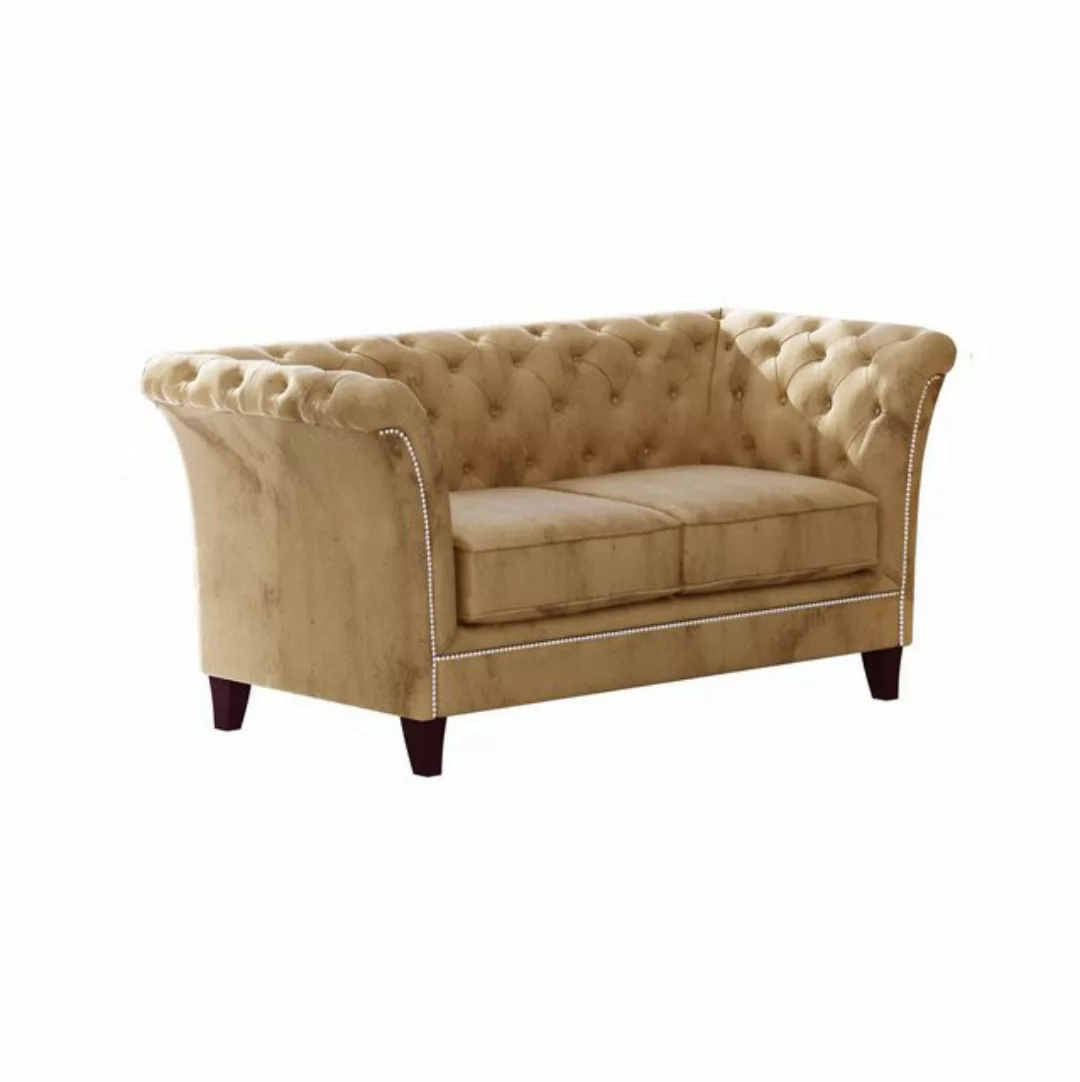 S-Style Möbel Chesterfield-Sofa Rainsburg 2-Sitzer aus Samt-Stoff mit Holzf günstig online kaufen