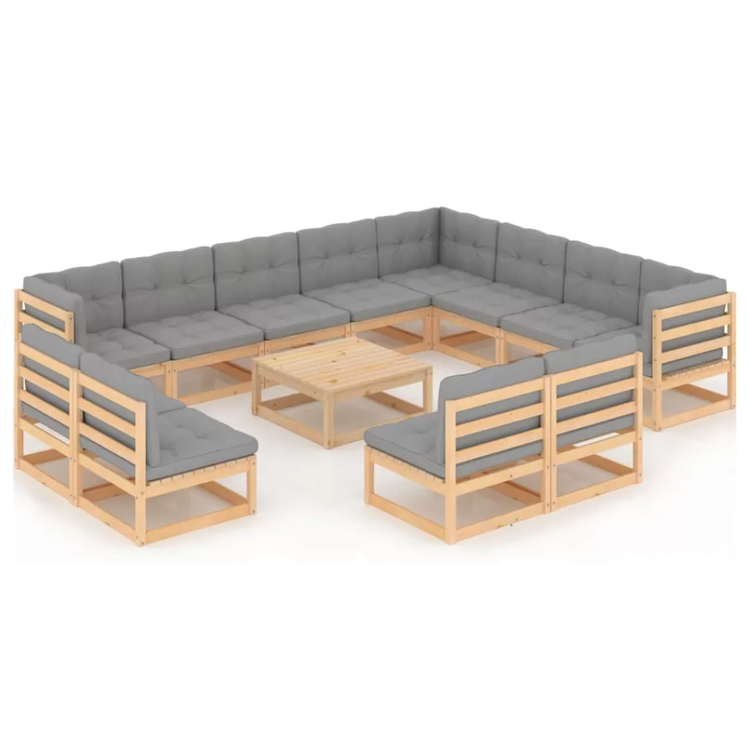 13-tlg. Garten-lounge-set Mit Kissen Kiefer Massivholz günstig online kaufen