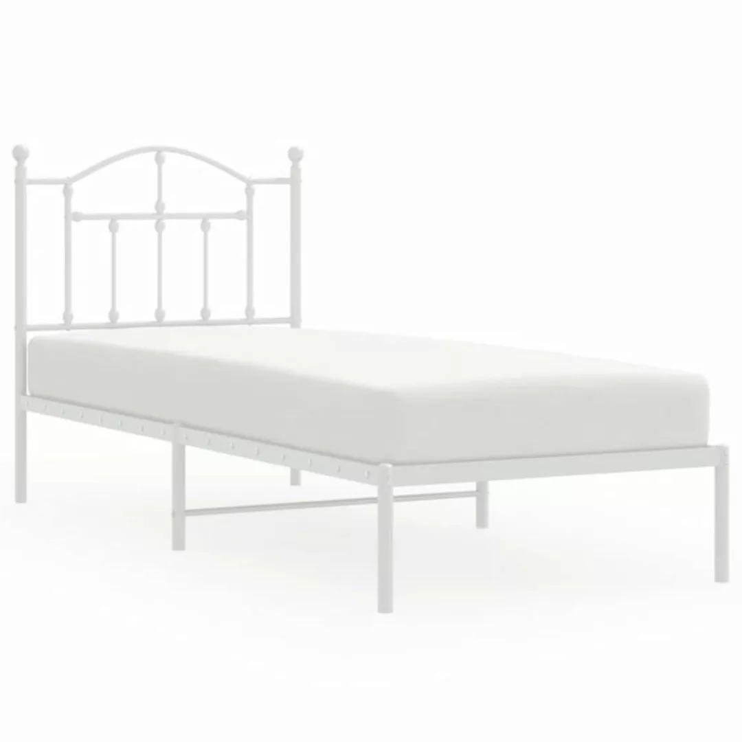 furnicato Bett Bettgestell mit Kopfteil Metall Weiß 90x190 cm günstig online kaufen