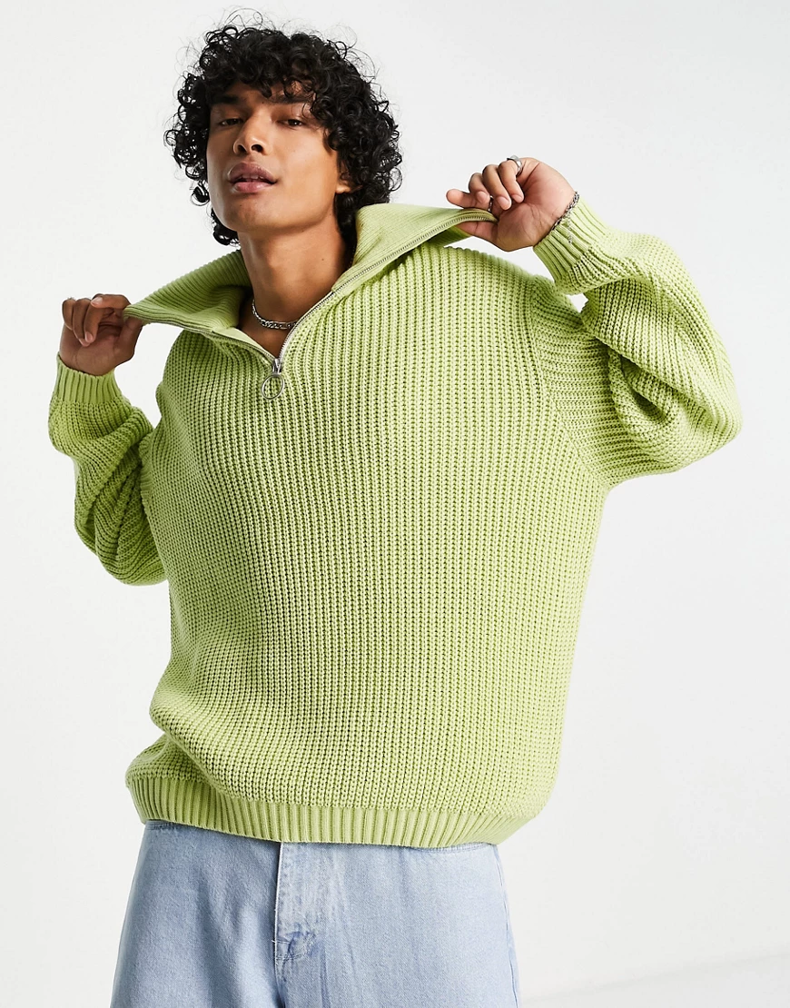 ASOS DESIGN – Oversized-Pullover aus Patentstrick in Minzgrün mit großem Kr günstig online kaufen