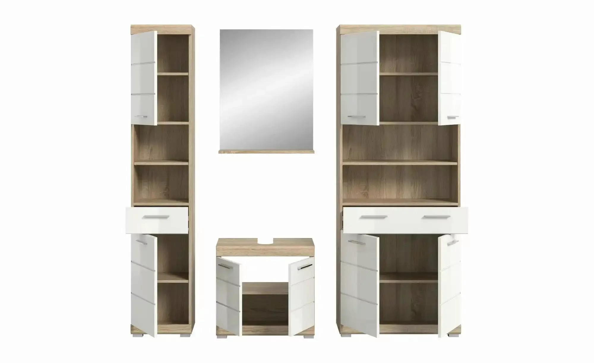 Badmöbel-Set SCHLOONSEE  4 teilig  bestehend aus: Hochschrank  Waschbeckenu günstig online kaufen