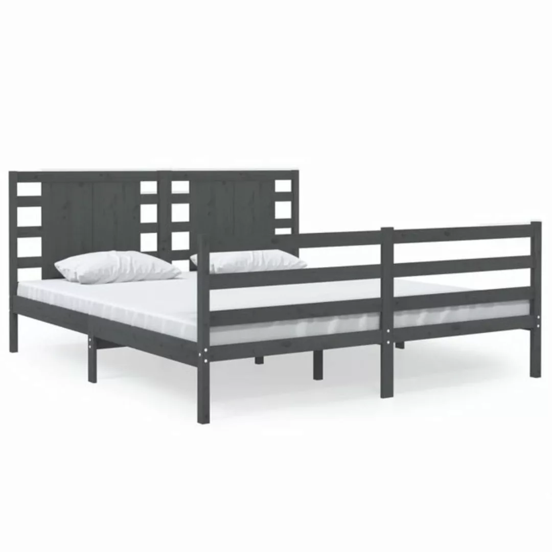 furnicato Bett Massivholzbett Grau Kiefer 140x190 cm günstig online kaufen