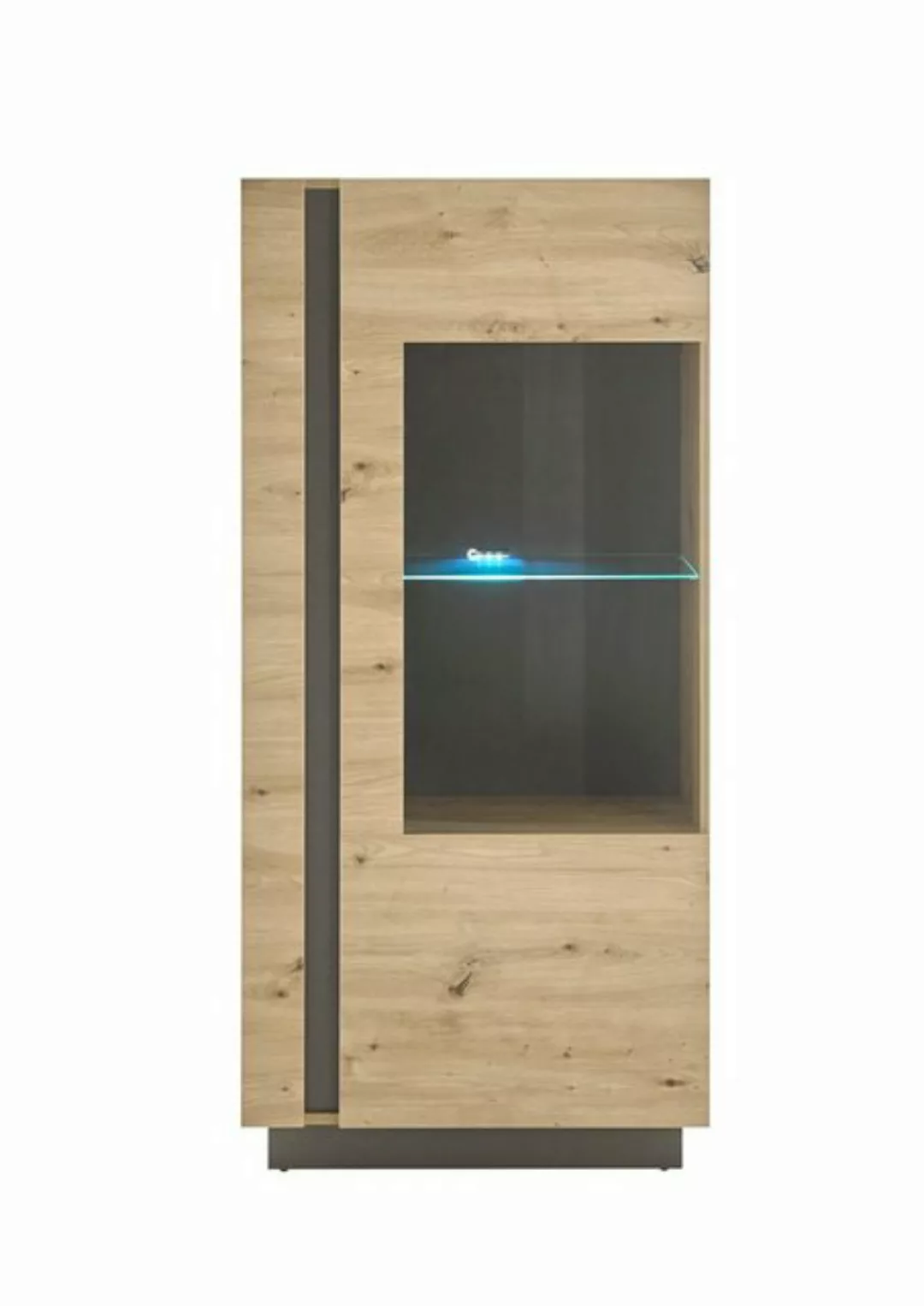 Empinio24 Vitrine CORATO (1-St) Breite 72 cm, Eiche NB graphit abgesetzt, m günstig online kaufen